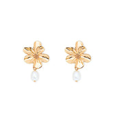 Camilla Flower Freshwater Pearl Earrings Gold
